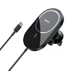 Держатель в авто с БЗУ HOCO CA90 Powerful магнитный, в воздуховод, 15W (черный) - Фото