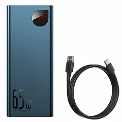 Портативный аккумулятор BASEUS Adaman Metal, 3A, 20000 мА⋅ч, синий, быстрая зарядка, дисплей - Фото