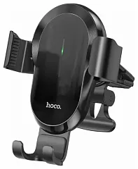 Держатель в авто с БЗУ HOCO CA105 Guide гравитационный, в воздуховод, 15W (черный) - Фото
